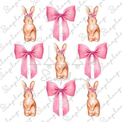 Easter Bunny Png Coquette Bunny Png Happy Easter Png Pink Bow Png