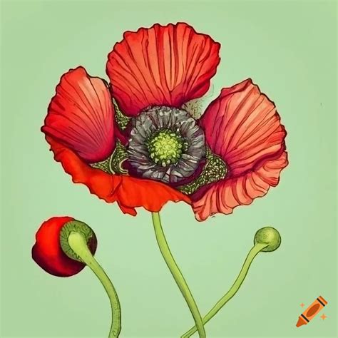 Illustration of an opium poppy