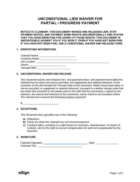 Free Lien Waiver Forms Pdf Word