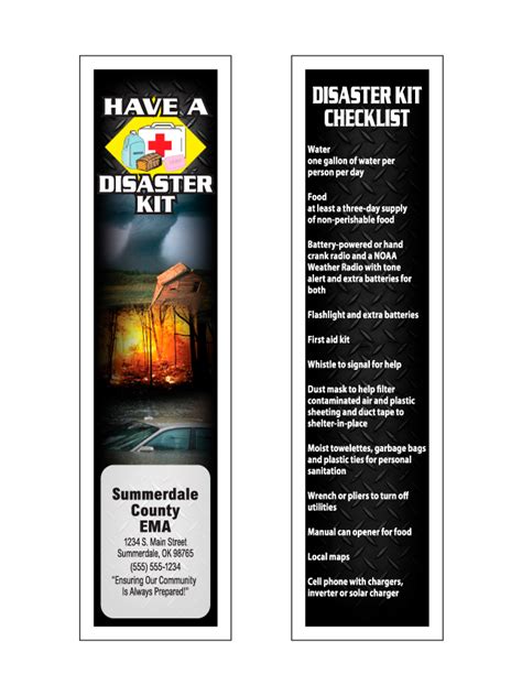 Disaster Kit Checklist Bookmarks | Modern Marketing