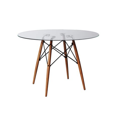 Mesa De Jantar Vidro Eames Eiffel Redonda Cm Base Madeira Maci A