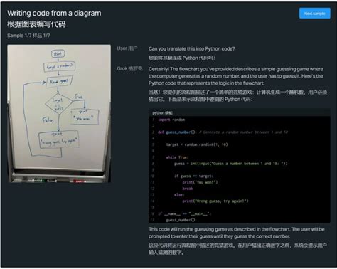 马斯克旗下xai发布创新模型grok 1 5v 实现流程图到python代码的转换