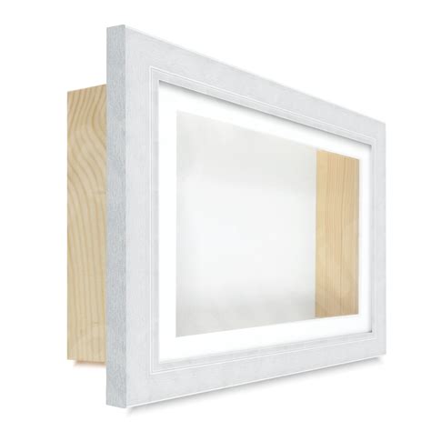 Extra Deep Shadow Box Frame For 3d Object Framing Display Silver With Silver Edge Trim