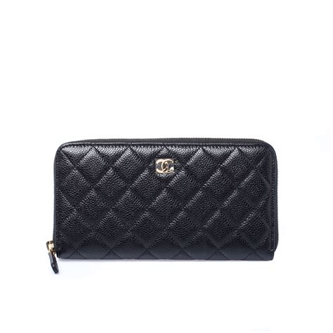 Chanel Black Quilted Leather Zip Around Wallet Chanel The Luxury Closet