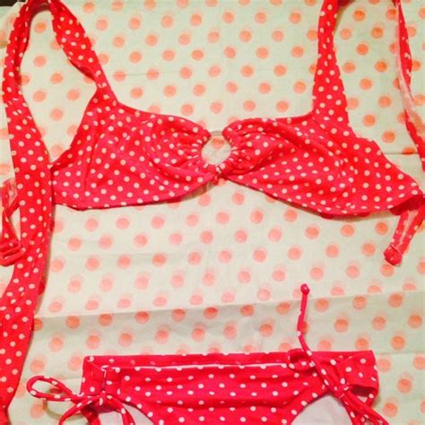 Victoria S Secret Swim Victorias Secret Skinny Dip Pink Polka Dot Bikini Poshmark