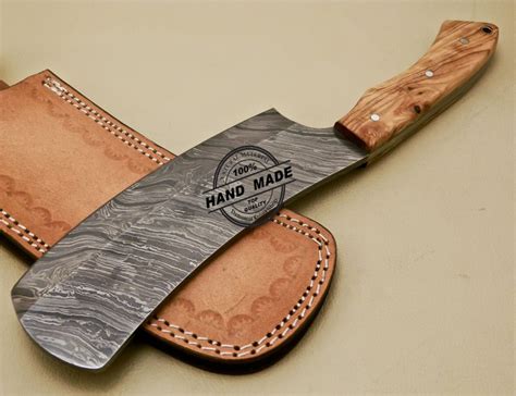 Damascus Cleaver Butchers Knife Custom Handmade Damascus Steel