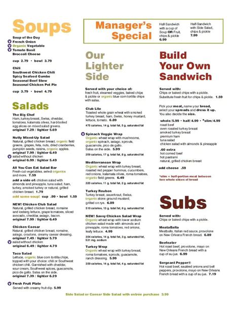 Printable Jason S Deli Menu