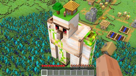 Minecraft Villager And Titan Iron Golem Protect The Village From The