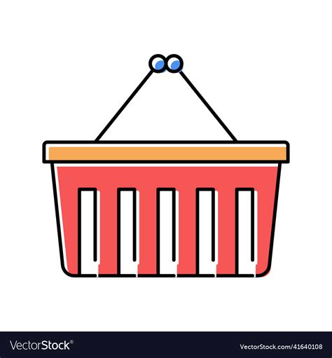 Supermarket basket color icon flat Royalty Free Vector Image