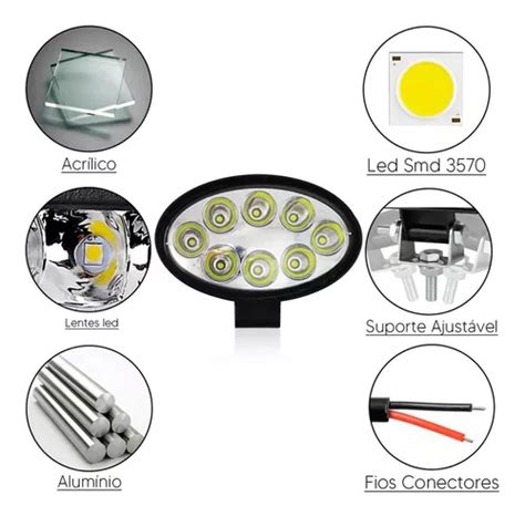 Farol De Milha Auxiliar Oval Led W V V Trator Carro Mercadolivre