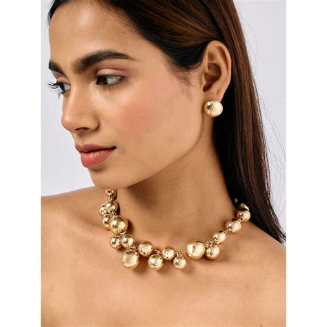 Buy Pipa Bella By Nykaa Fashion Gold Ball Chain Statement Necklace Online