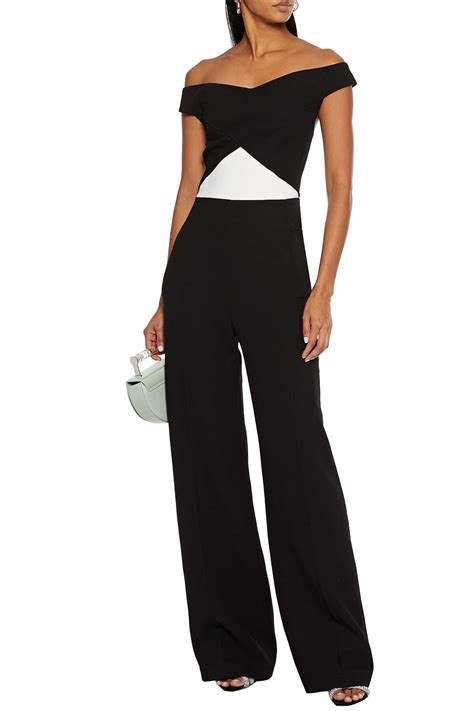 Roland Mouret Harran Two Tone Wool Crepe Wide Leg Jumpsuit The Outnet