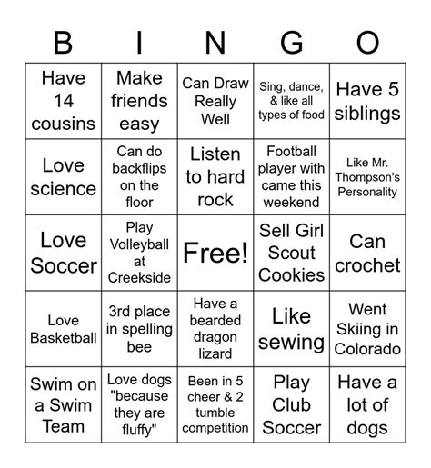 Get To Know Your Classmates Bingo Card