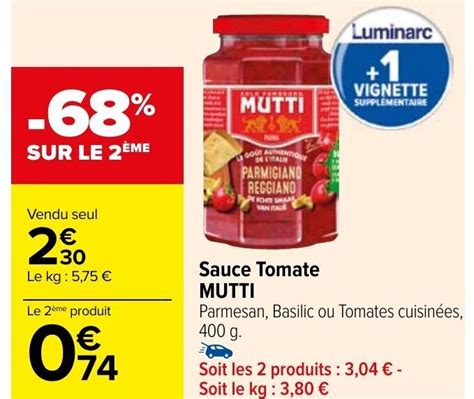 Promo Sauce Tomate MUTTI Chez Carrefour