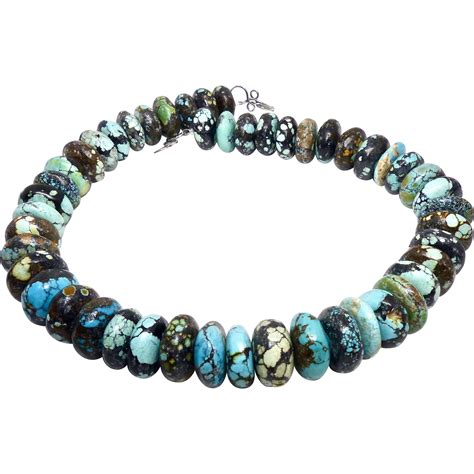 Natural Large Vintage Genuine Chinese Turquoise Rondell Necklace from ...