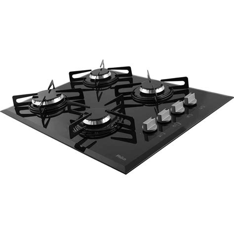 Cooktop Fit Line Fischer 4 Bocas Vidro Preto Chama Rapida Bivolt Extra