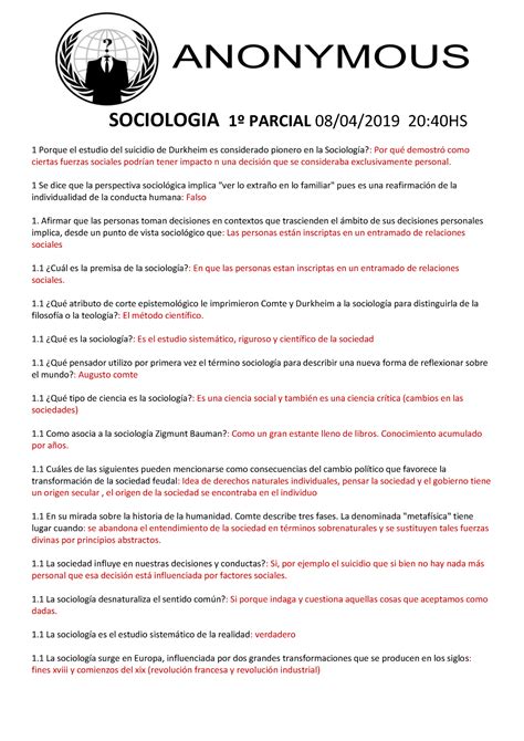 Sociologia Primer Parcial Sociologia Parcial Hs