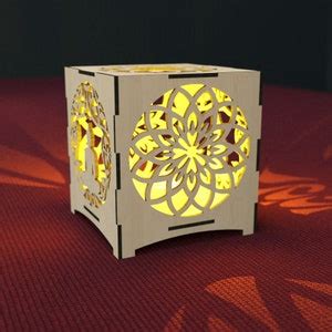 Kerzenhalter Buddha Lotus Laser Cut Teelicht Laterne Lampe Holz