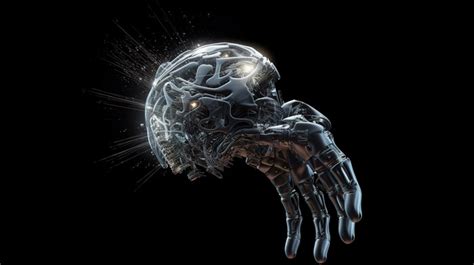 Cyborg Brain In Action 3d Rendering With Pointing Hand Backgrounds