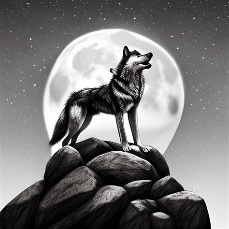 Black And White Wolf Howling Drawings