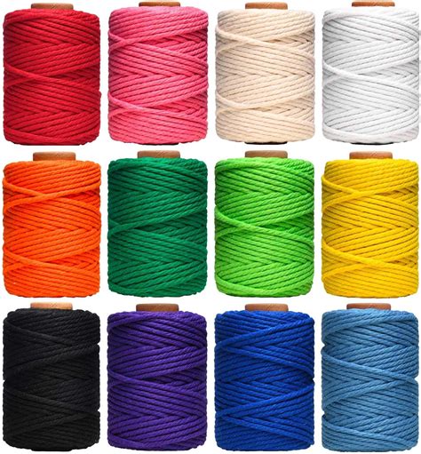 Amazon 6 Rolls Macrame Cord 3mm X 328 Yards Cotton Rope Colored