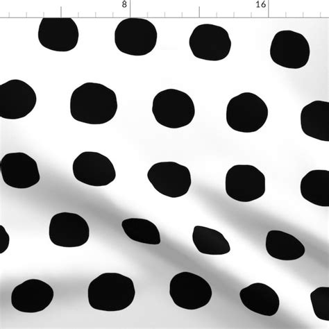 White Cotton With Black Dots Fabric Etsy