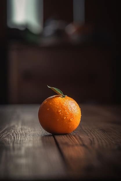 Premium Ai Image A Close Up Of An Orange With A Leaf On It