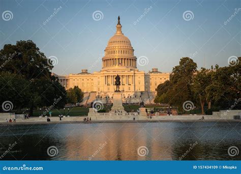 United States Capitol Building At Dusk Sunset During A Summer Day