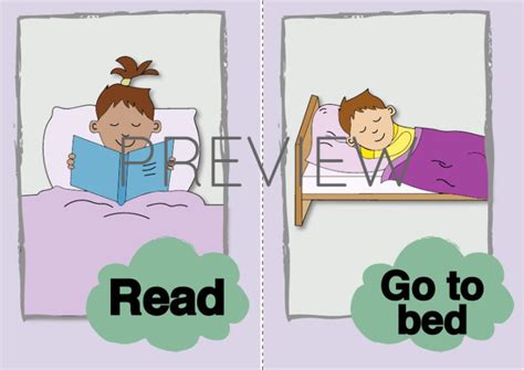 Read and Go To Bed Flashcard | Gru Languages