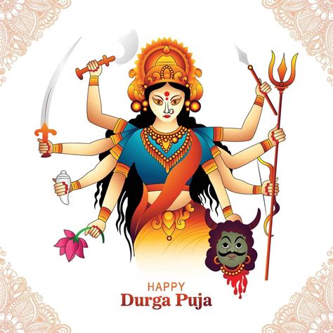 Happy Durga Puja India Festival Holiday Card Illustration Background 11212077 Vector Art At Vecteezy