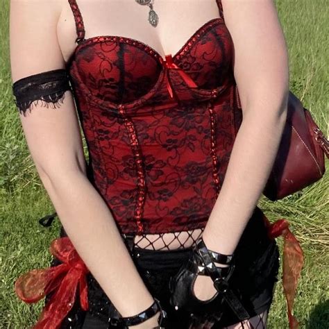 Black And Red Corset Top Sexy Corset Lingerie Depop