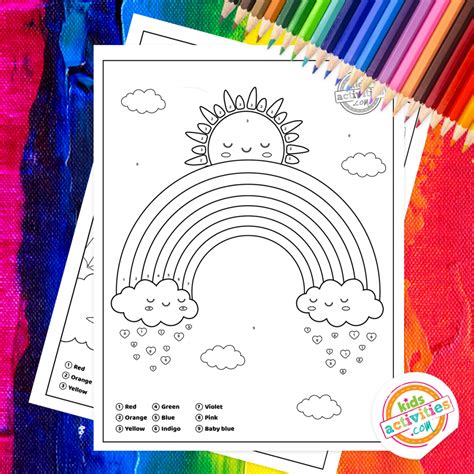 Rainbow Color By Number Printable