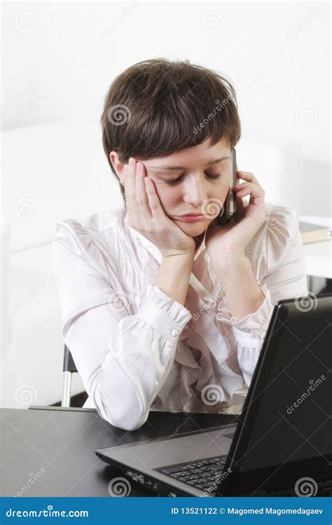 Tiresome phone talk stock photo. Image of phone, worker - 13521122