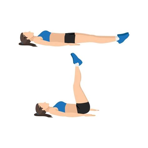 Woman Doing Lying Leg Raises Lifts Exercise Flat Vector Illustration