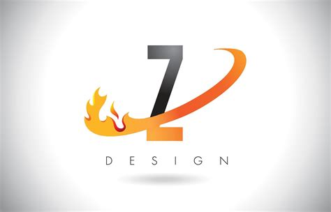 Z Letter Logo With Fire Flames Design And Orange Swoosh 4913100 Vector Art At Vecteezy