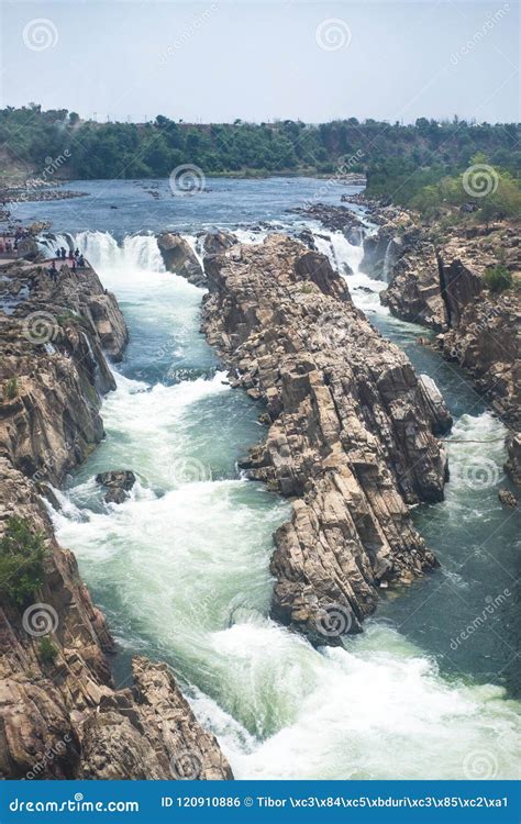 Waterfalls Near the City Jabalpur, India. Beautiful Scenery on a River ...