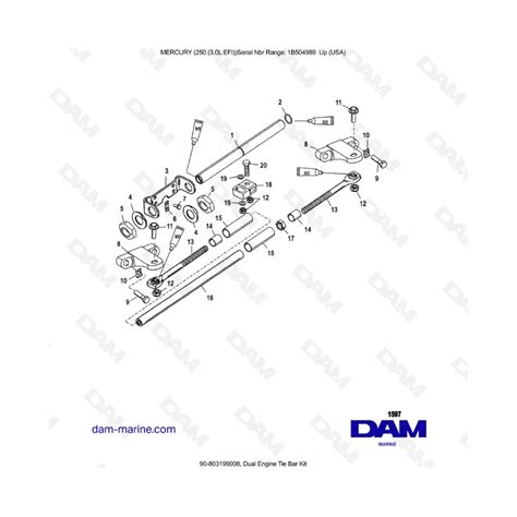 MERCURY 250 EFI 3 0L Dual Engine Tie Bar Kit DAM Marine