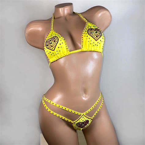 Valentines Day For A T Bikini Rhinestone Swimwear Etsy