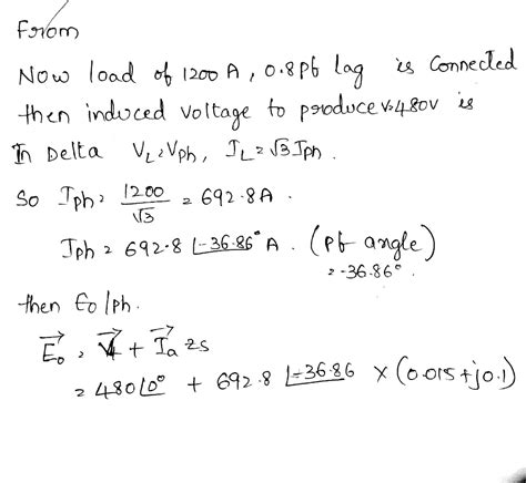 Solved 3 A 480 V 60 Hz Delta Connected Four Pole Synchronous