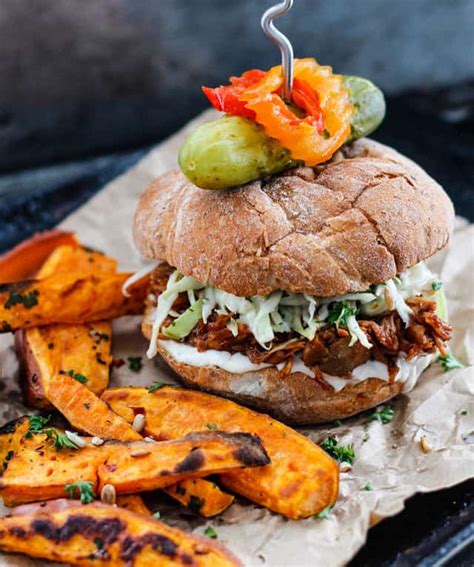 Tangy Bbq Jackfruit Burger With Sloppy Slaw Vegan