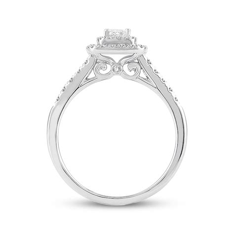 Diamond Engagement Ring 1 2 Ct Tw Princess And Round Cut 14k White Gold Kay