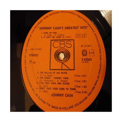 Johnny Cash Greatest Hits Volume 1 LP Vinyl Record For Sale