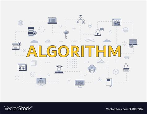 Algorithm concept with icon set with big word Vector Image