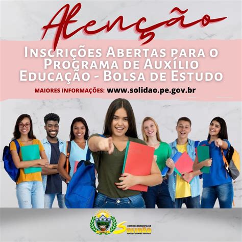 SOLIDÃO Abre inscrições para o Programa Municipal de Auxílio Educação