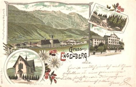 Engelberg Mehrbild Litho Hotel Engel Eigenw Ldli Kirche Kaufen