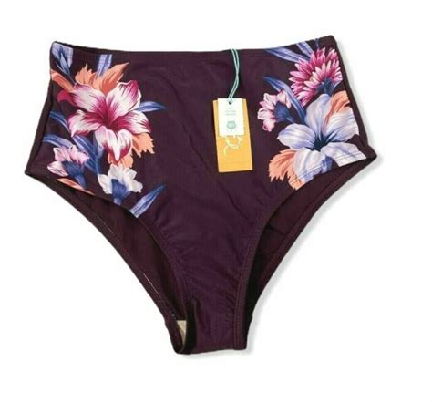 Womens High Waist Med Coverage Bikini Bottom Kona Sol Medium Burgundy