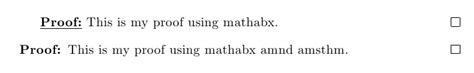 Amssymb Package Mathabx Results In Tiny Square As QED TeX LaTeX