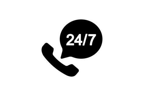 Call Center Support 24 7 Vector Icon In Black