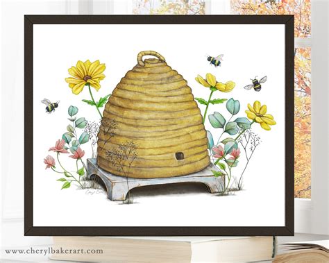 Honeybee Bee Wall Art Worker Bee Art Bumble Bee Painting