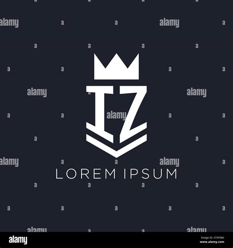 IZ Logo With Shield And Crown Initial Monogram Logo Design Ideas Stock